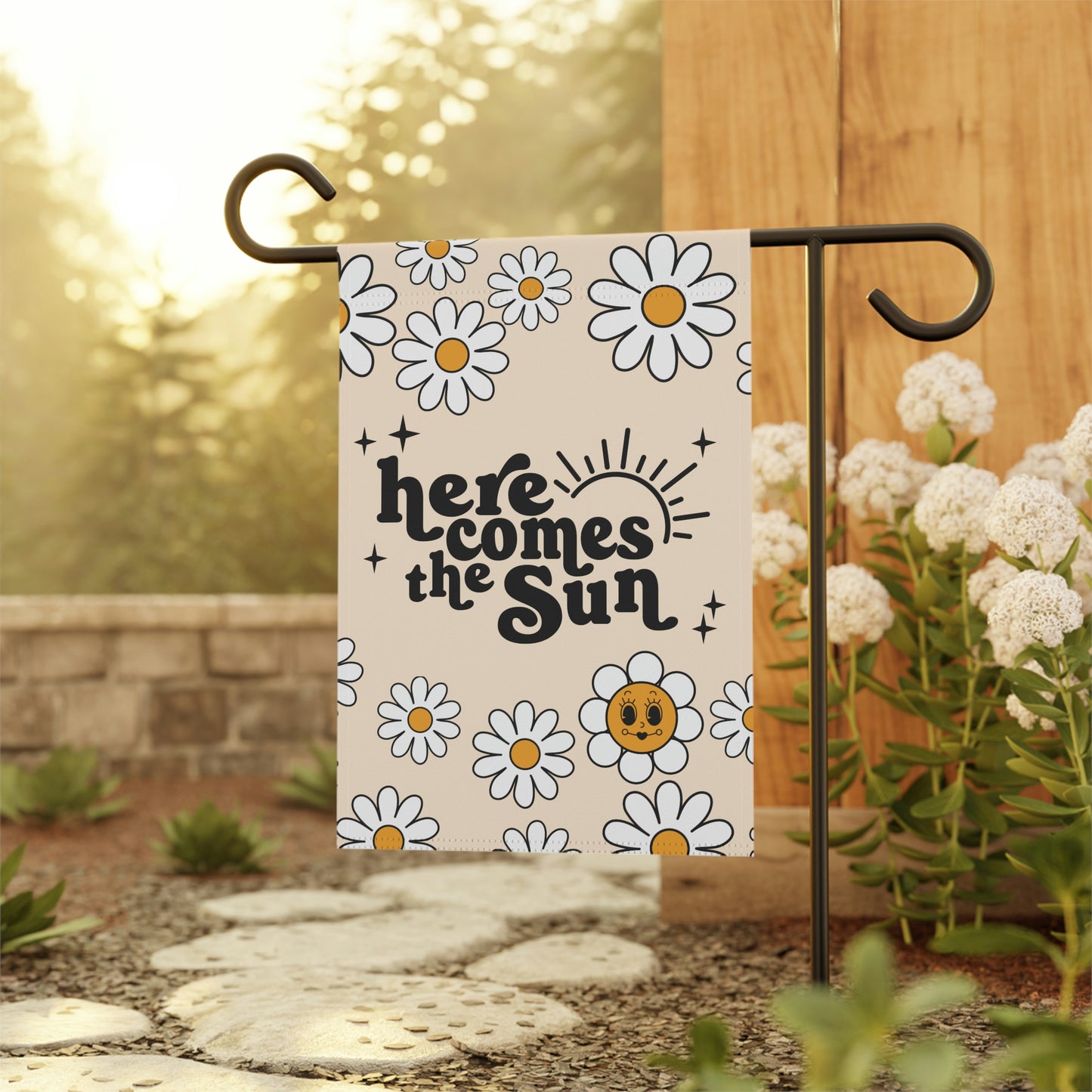 Here Comes The Sun Retro Styled Garden Flag
