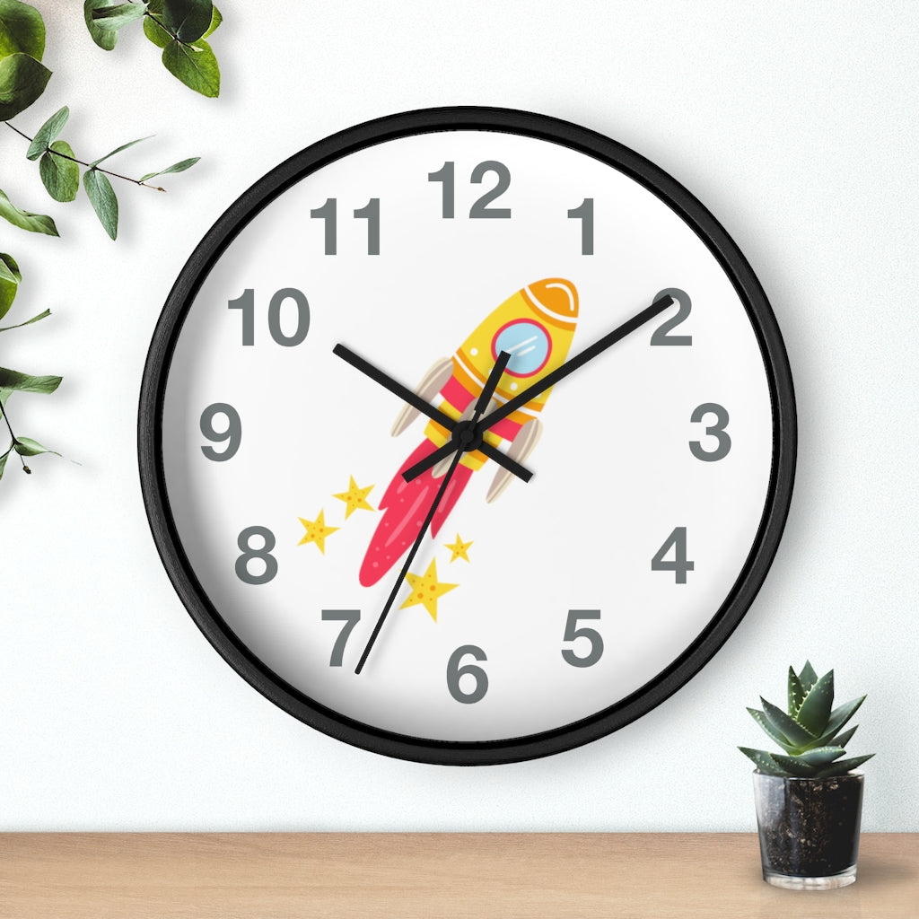 Rocket Ship Wall clock, Space Themed Decor, Astronaut Clock Home Decor