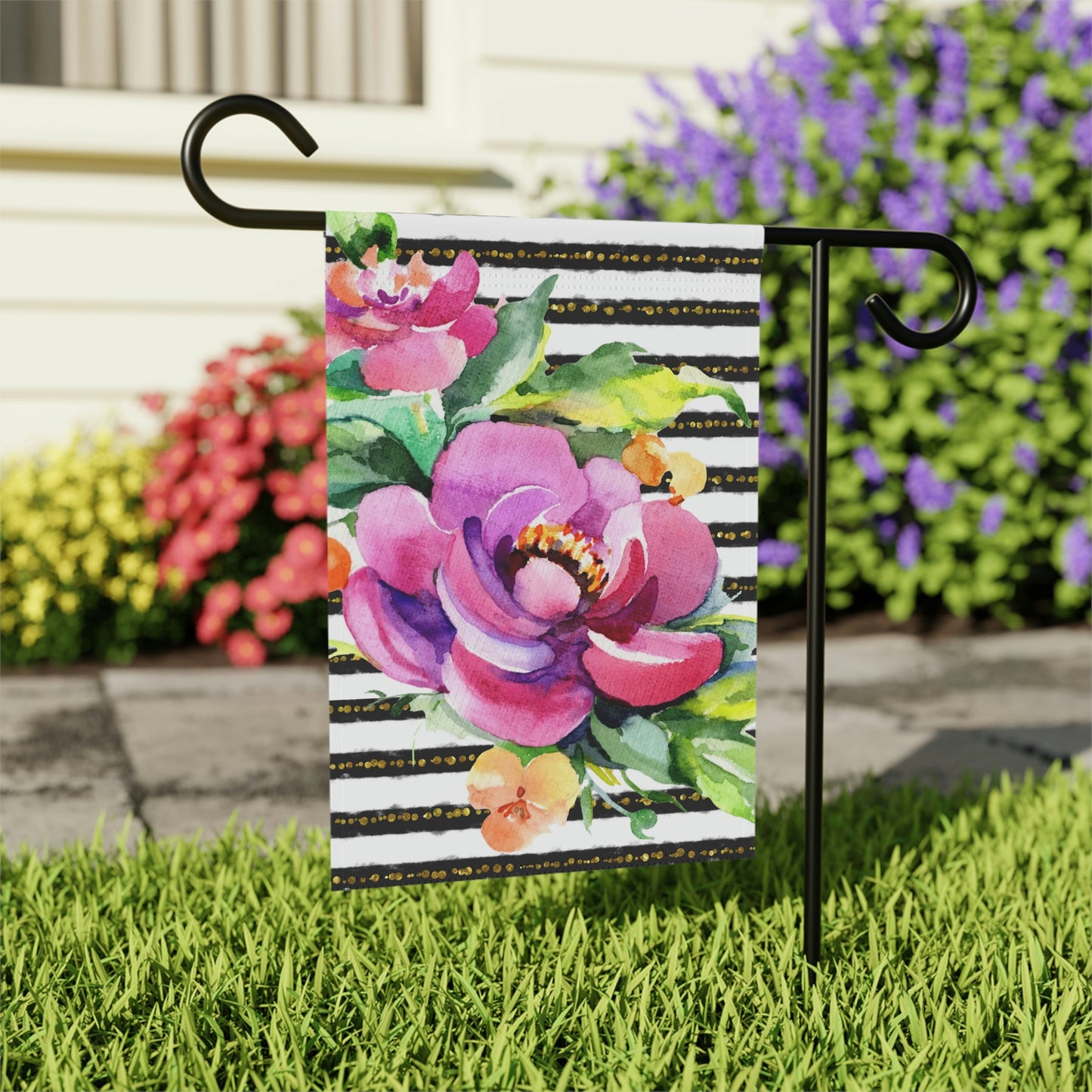 Hot Pink Floral Garden Flag