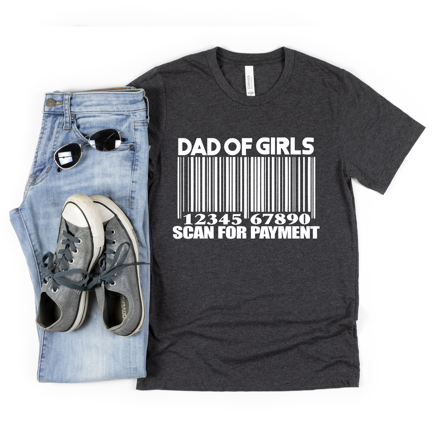 Dad of Girls Scan for Payment T-Shirt, Fathers Day Shirt, Funny Fathers Day Shirt, Girl Dad T-Shirt T-Shirt