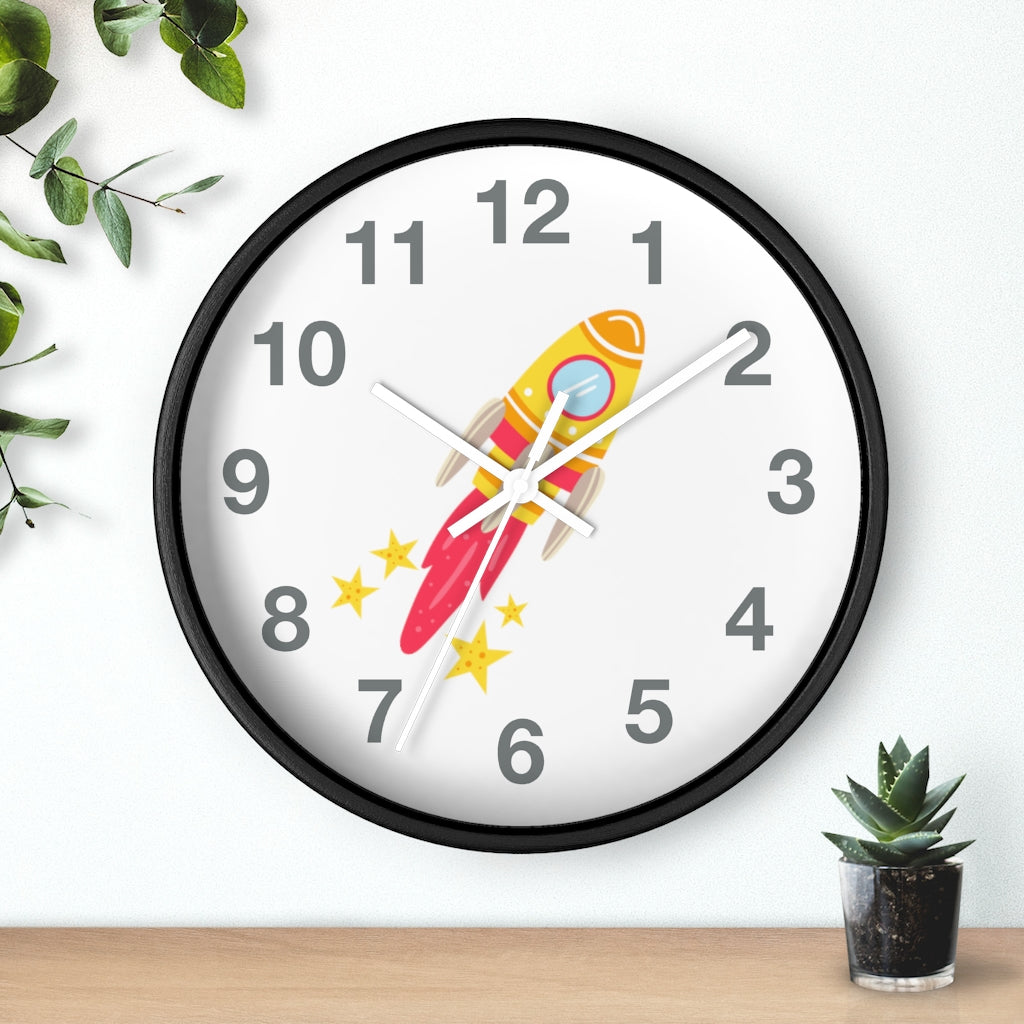 Rocket Ship Wall clock, Space Themed Decor, Astronaut Clock Home Decor