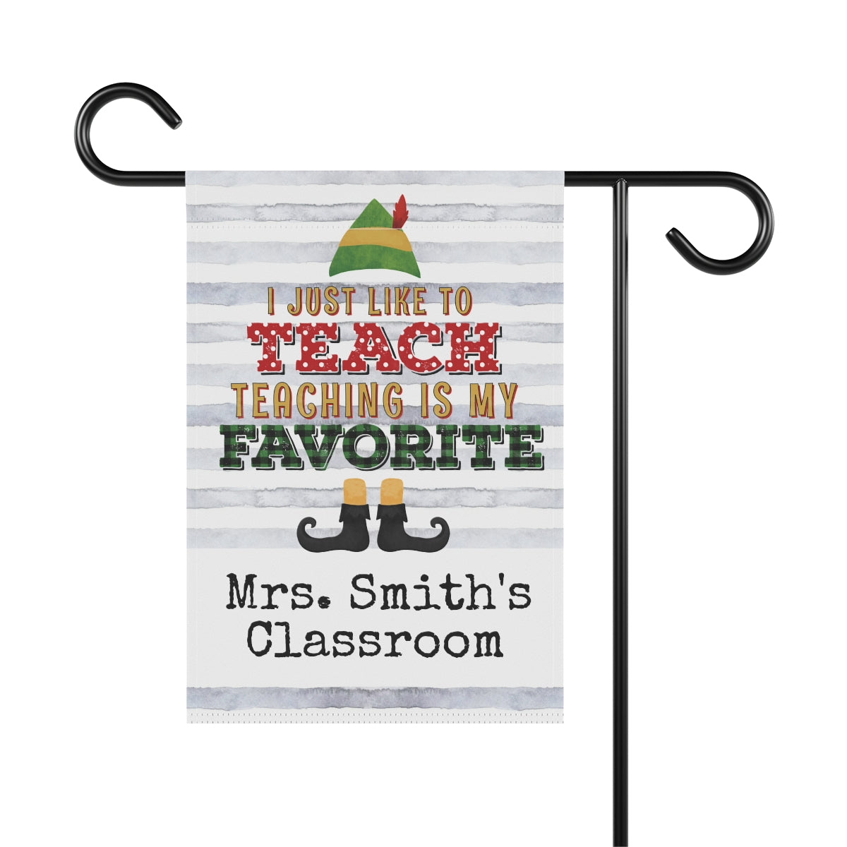 Teacher Elf Christmas Garden Flag