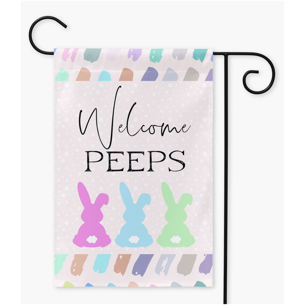 Welcome Peeps Easter Garden Flag Flag