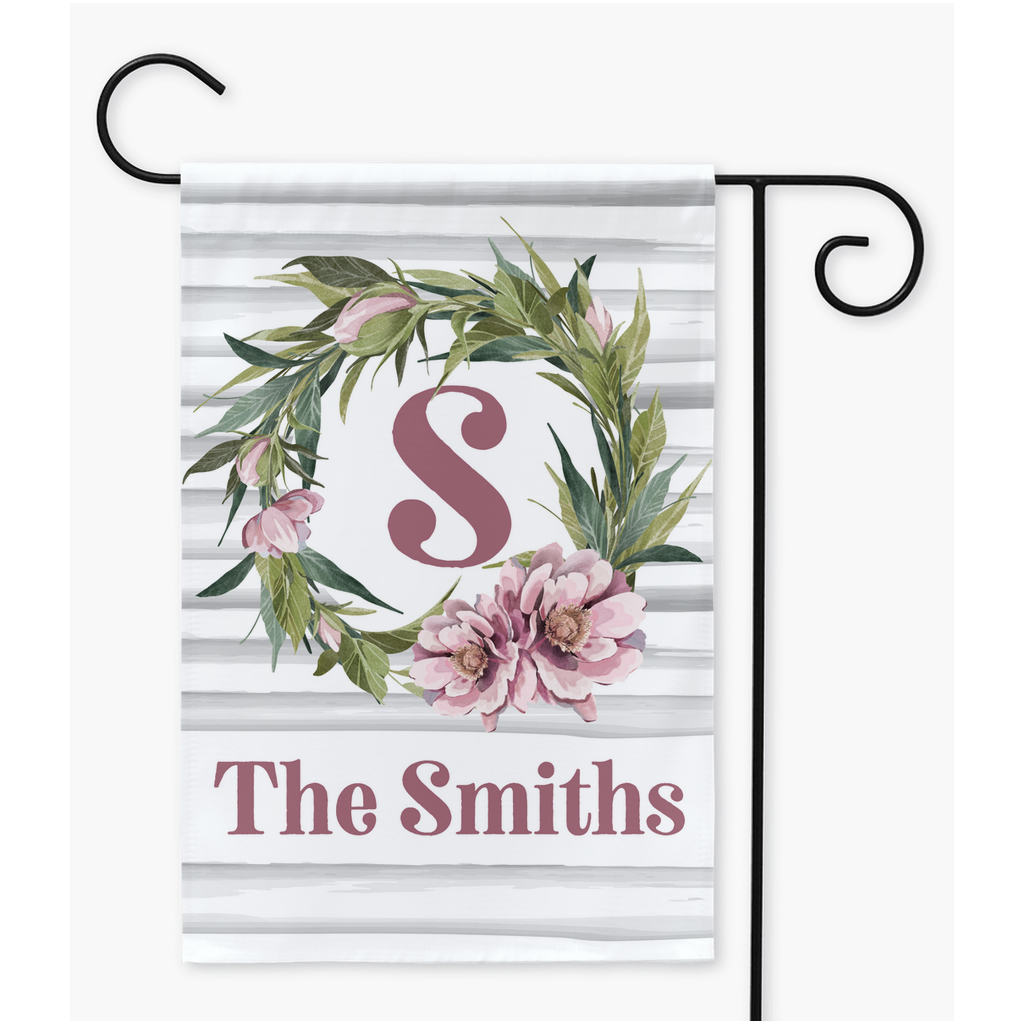 Peony Wreath Personalized Garden Flag Windsocks & Flags