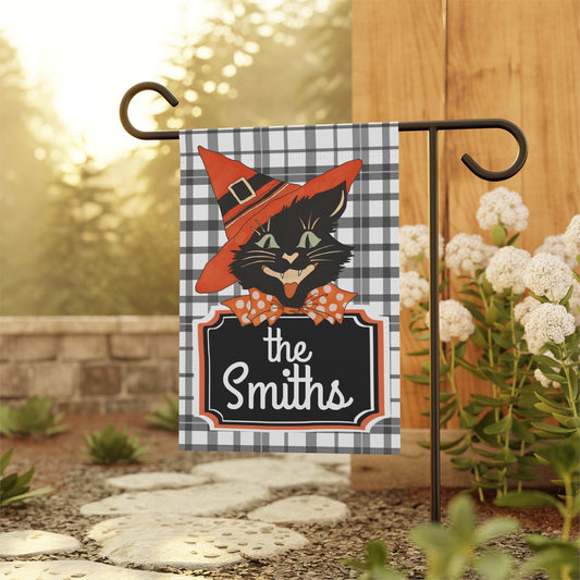 Vintage Halloween Cat Personalized Garden Flag