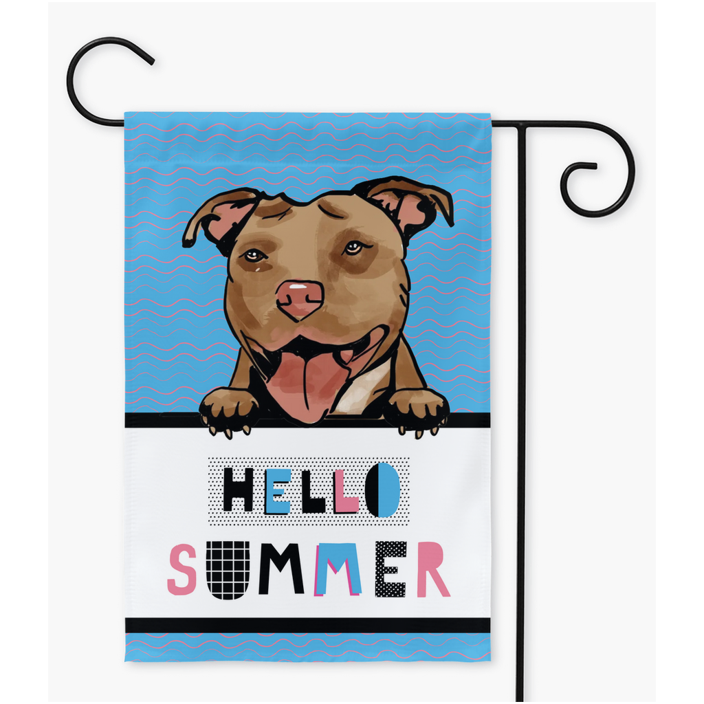 American Pitbull Hello Summer Yard Flags Flag