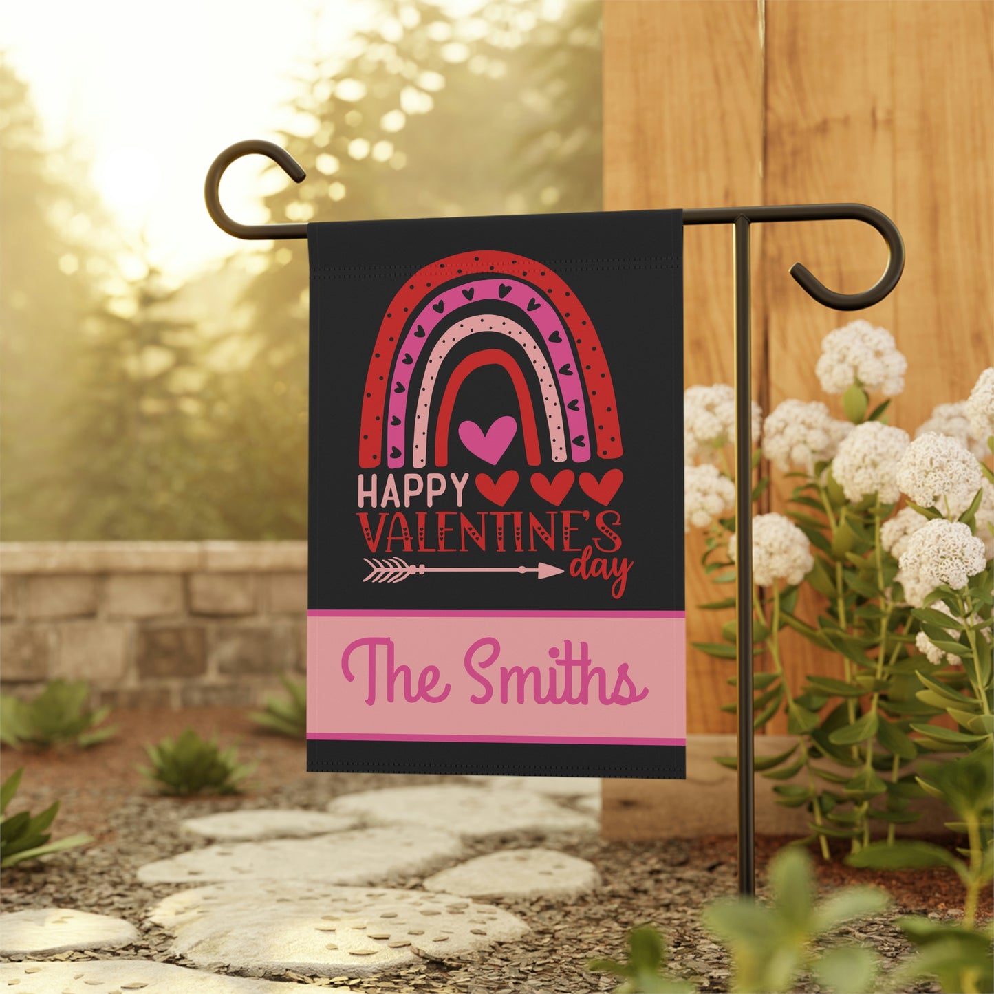 Happy Valentines Day Rainbow Garden Flag