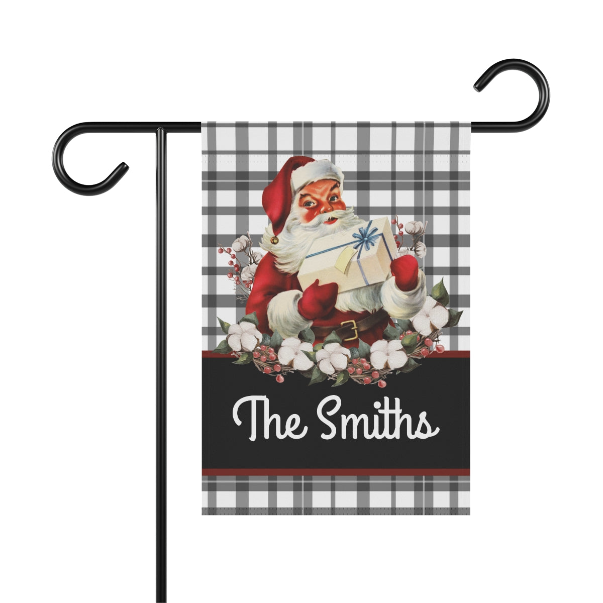 Personalized Vintage Santa Christmas Garden Flag