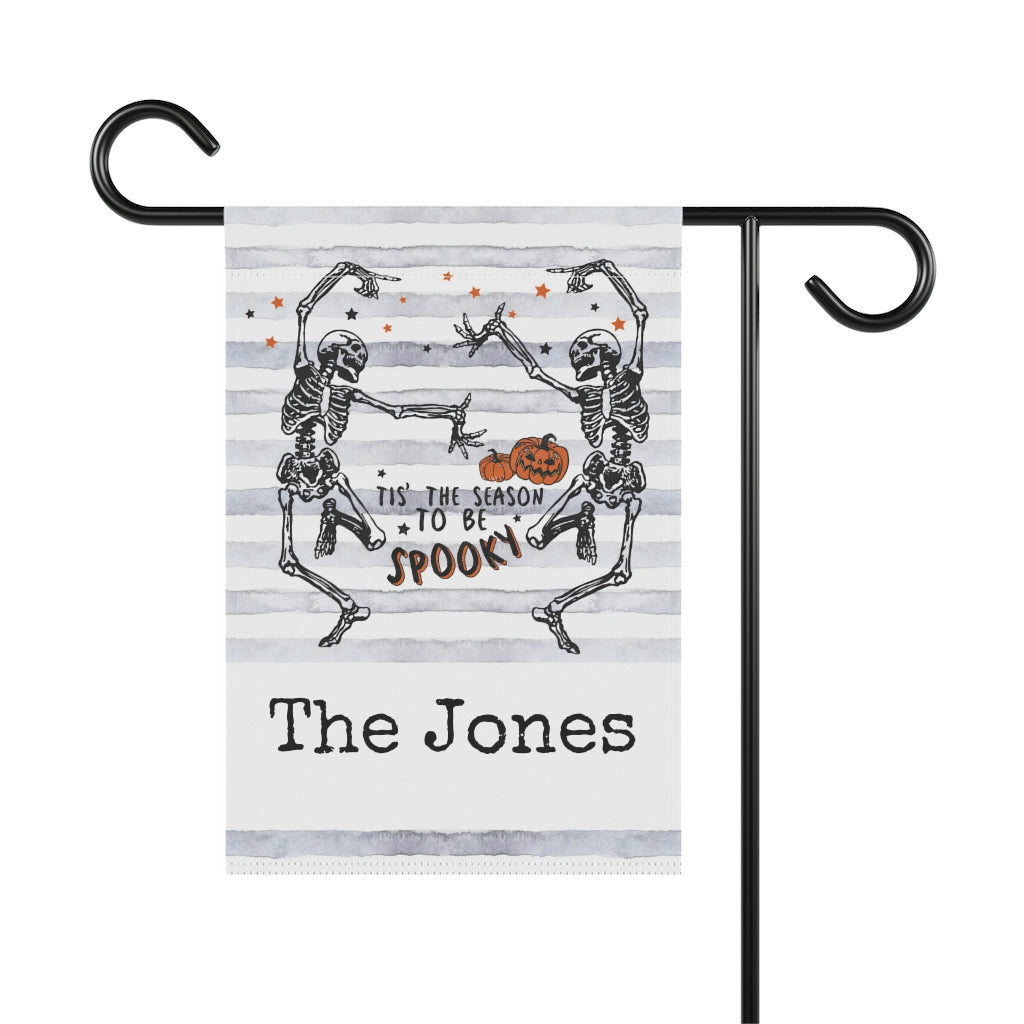 Personalized Halloween Garden Flag with Dancing Skeletons