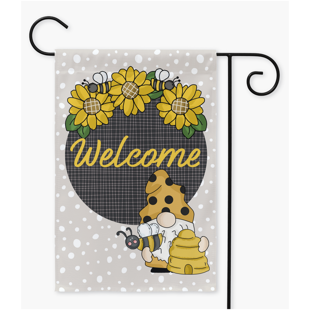 Gnome Bee Garden Flag Flags