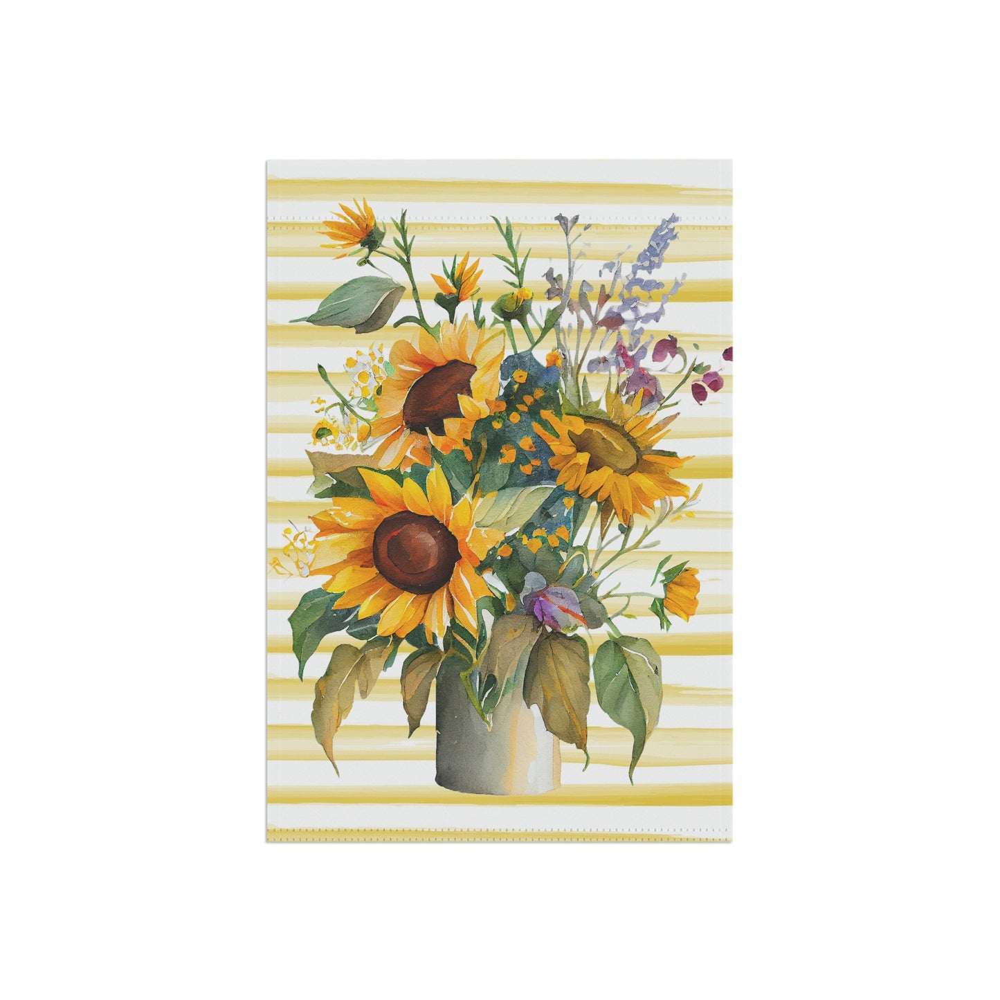 Yellow Striped Sunflower Summer Garden Flag