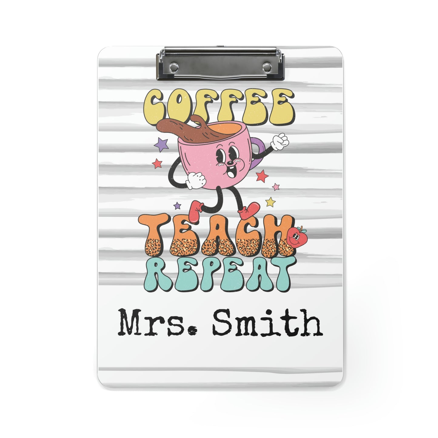 Personalized Teacher Clipboard, Teacher Appreciation Gift, Custom Monogram Clip Board, Retro, Monogram Teacher Gift, Back to School