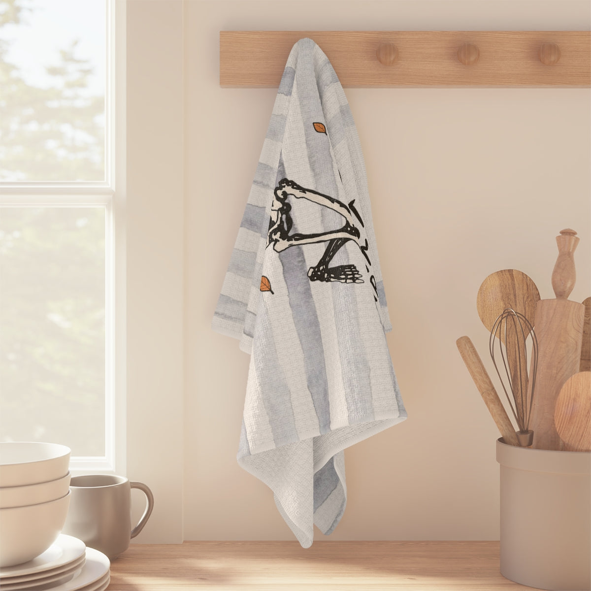 Halloween Kitchen Skeleton Waffle Towel