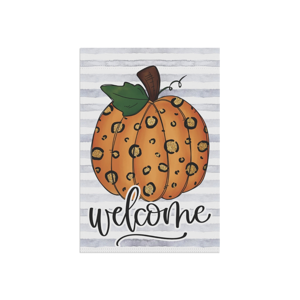 Leopard Pumpkin Fall Welcome Garden Flag