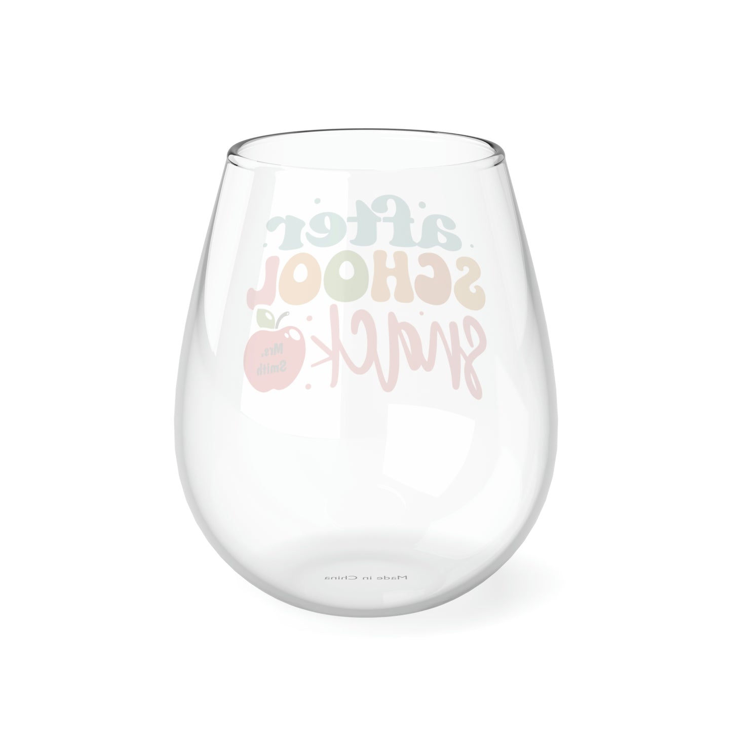 After School Snack Stemless Wine Glass Teacher Gift