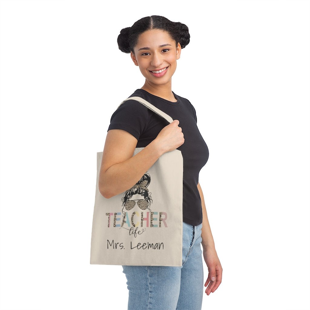 Personalized Teacher Bag, Custom Teacher Tote Bag, Teacher Appreciation Gift, Canvas Tote Bag, Teacher Life, Leopard Teacher Gift Bags