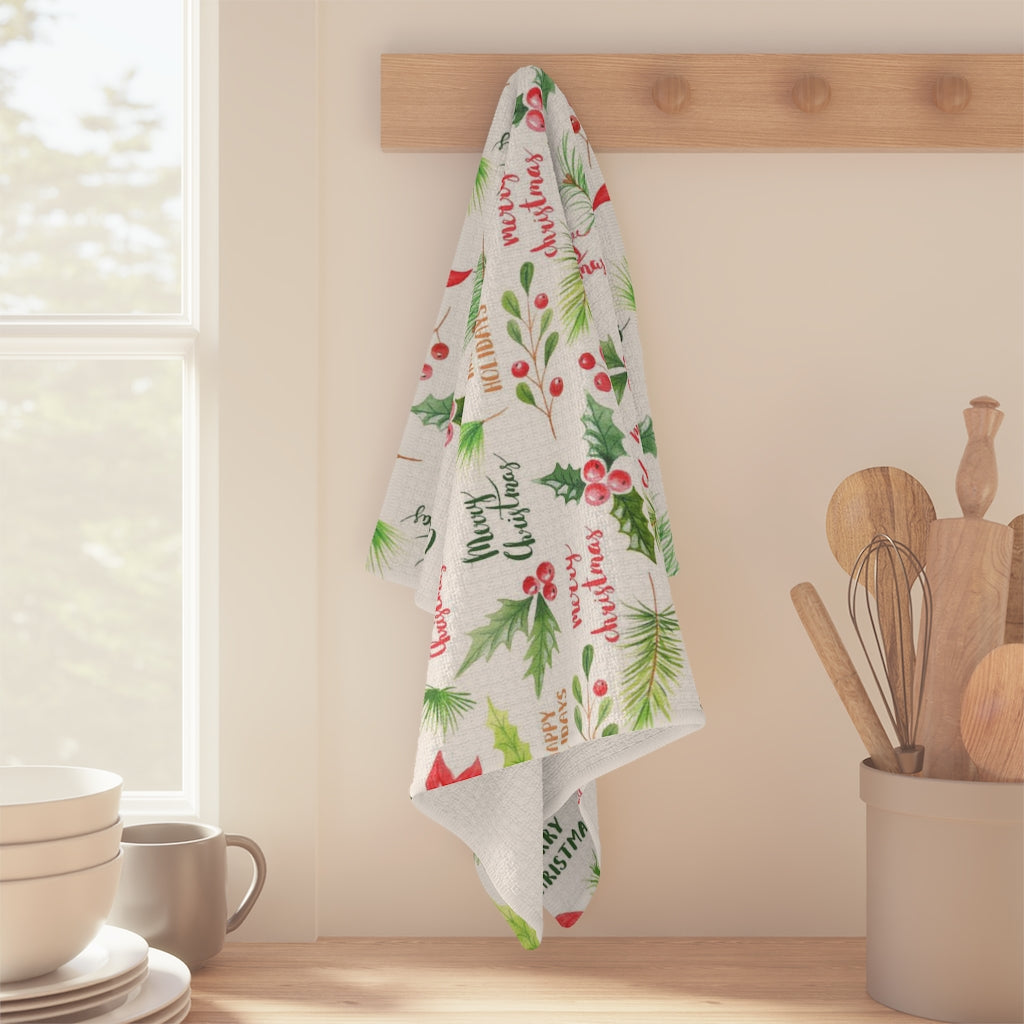 Merry Christmas Waffle Kitchen Towel