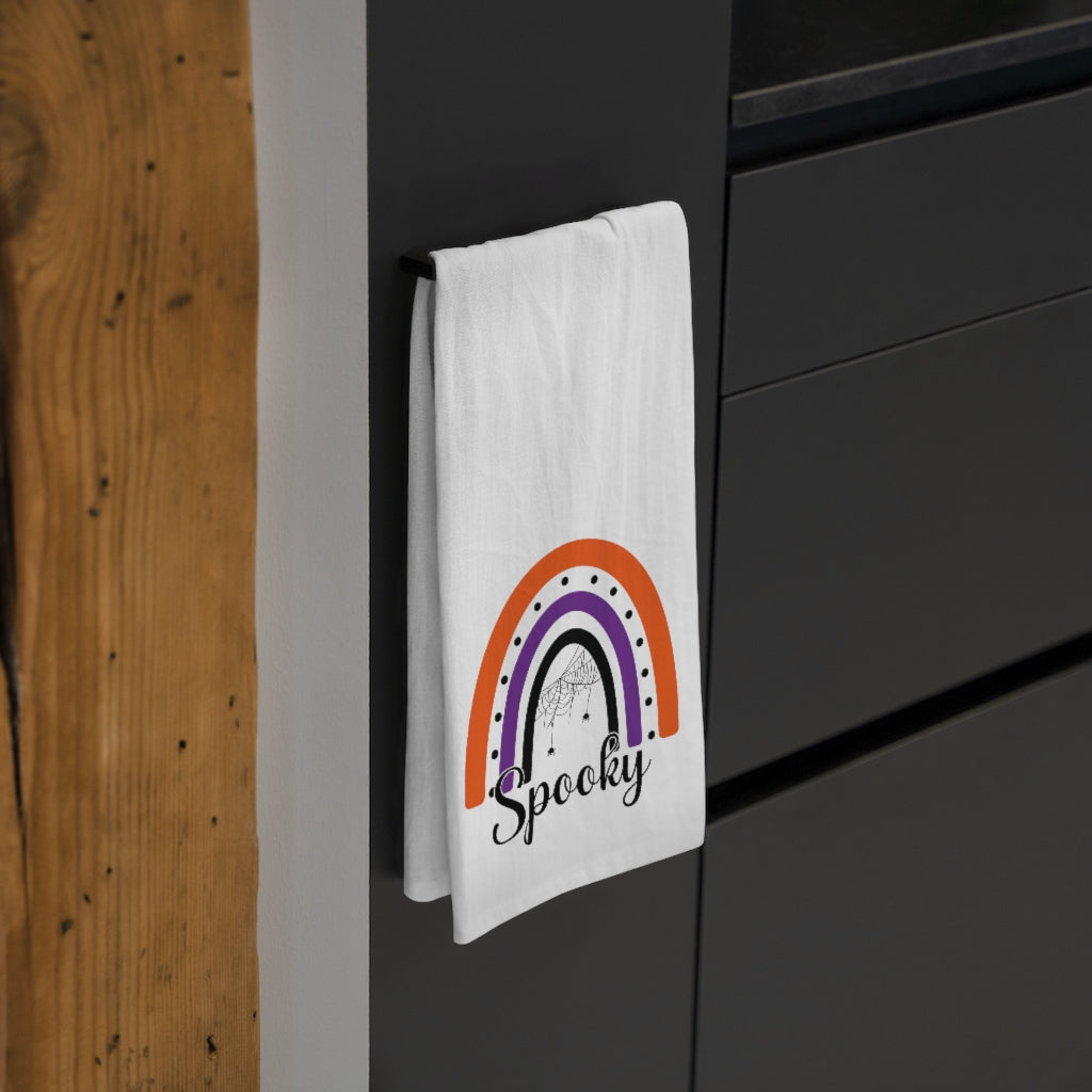 Halloween Tea Towel, Boho Rainbow Halloween, Fall Decorative Towel, Halloween Kitchen Decor, Spooky Towel, Rainbow Hand Towel, Boo Home Decor