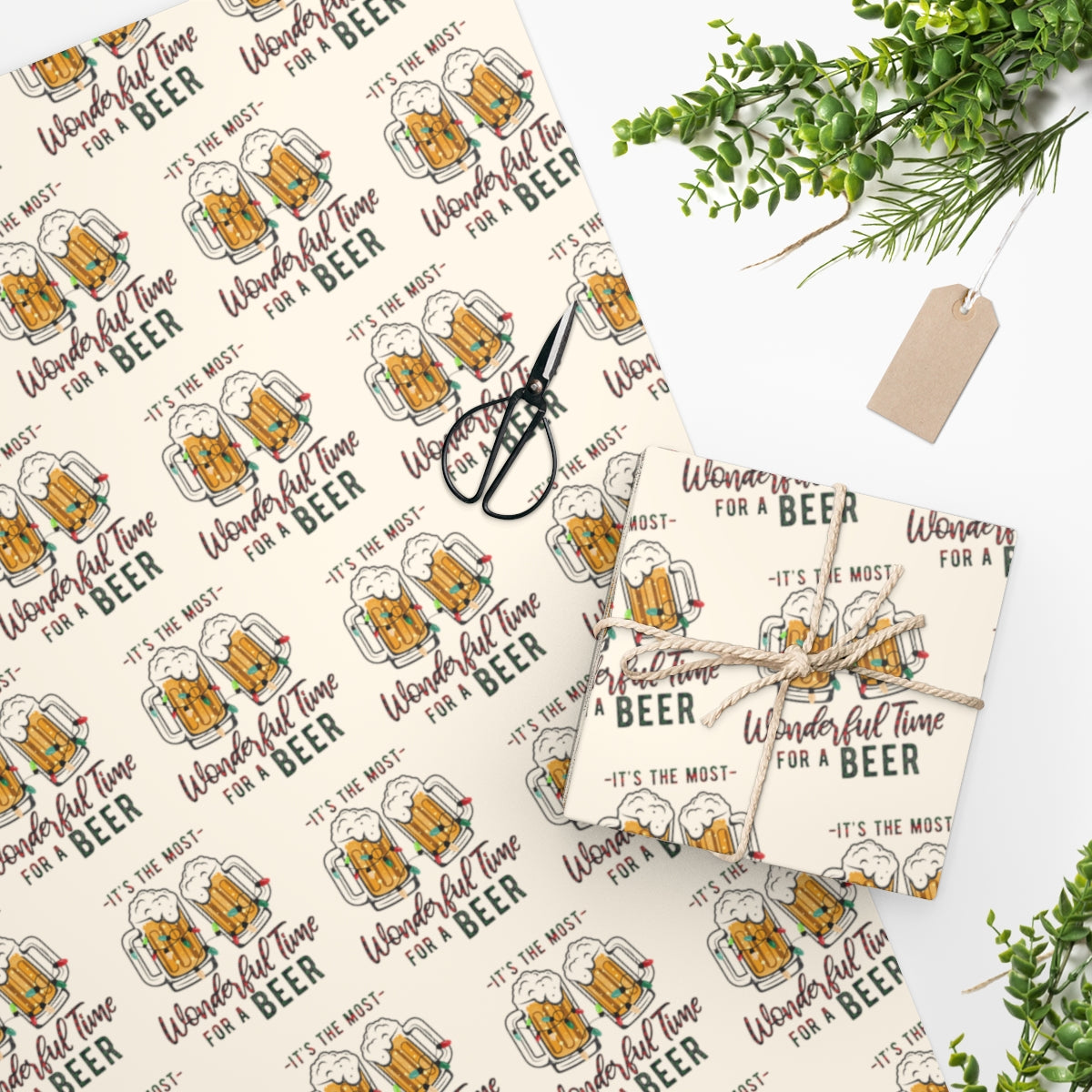Most Wonderful Time for a Beer Christmas Gift Wrap