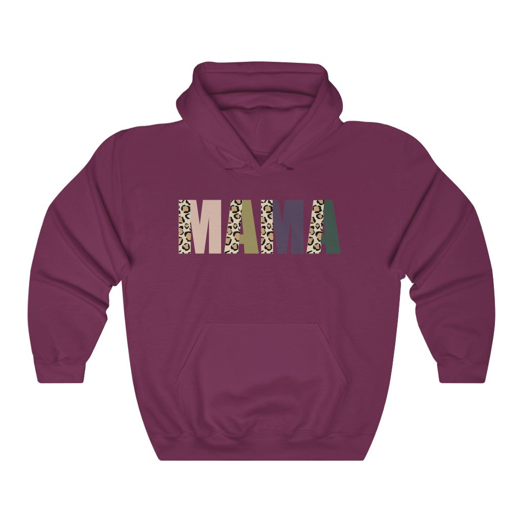 Mama Split Leopard Lettered Hoodie Hoodie