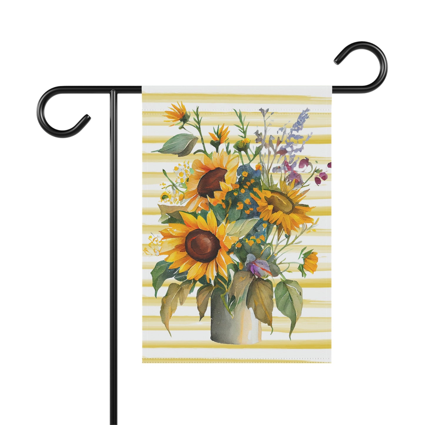 Yellow Striped Sunflower Summer Garden Flag