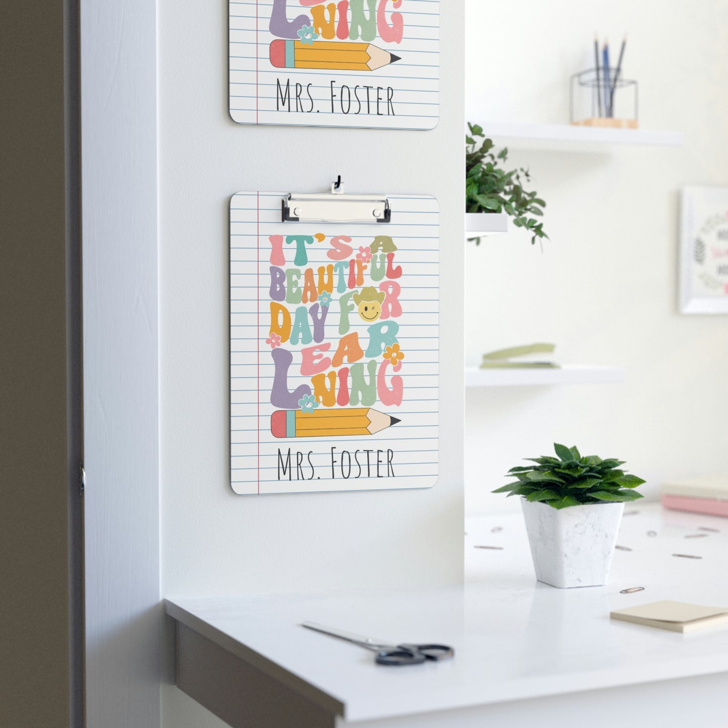 Personalized Teacher Clipboard, Teacher Appreciation Gift, Custom Monogram Clip Board, Retro, Monogram Teacher Gift, Back to School