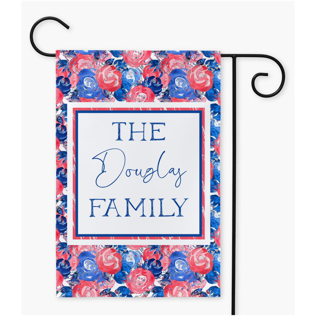 Red White Blue Floral Yard Flags Flag