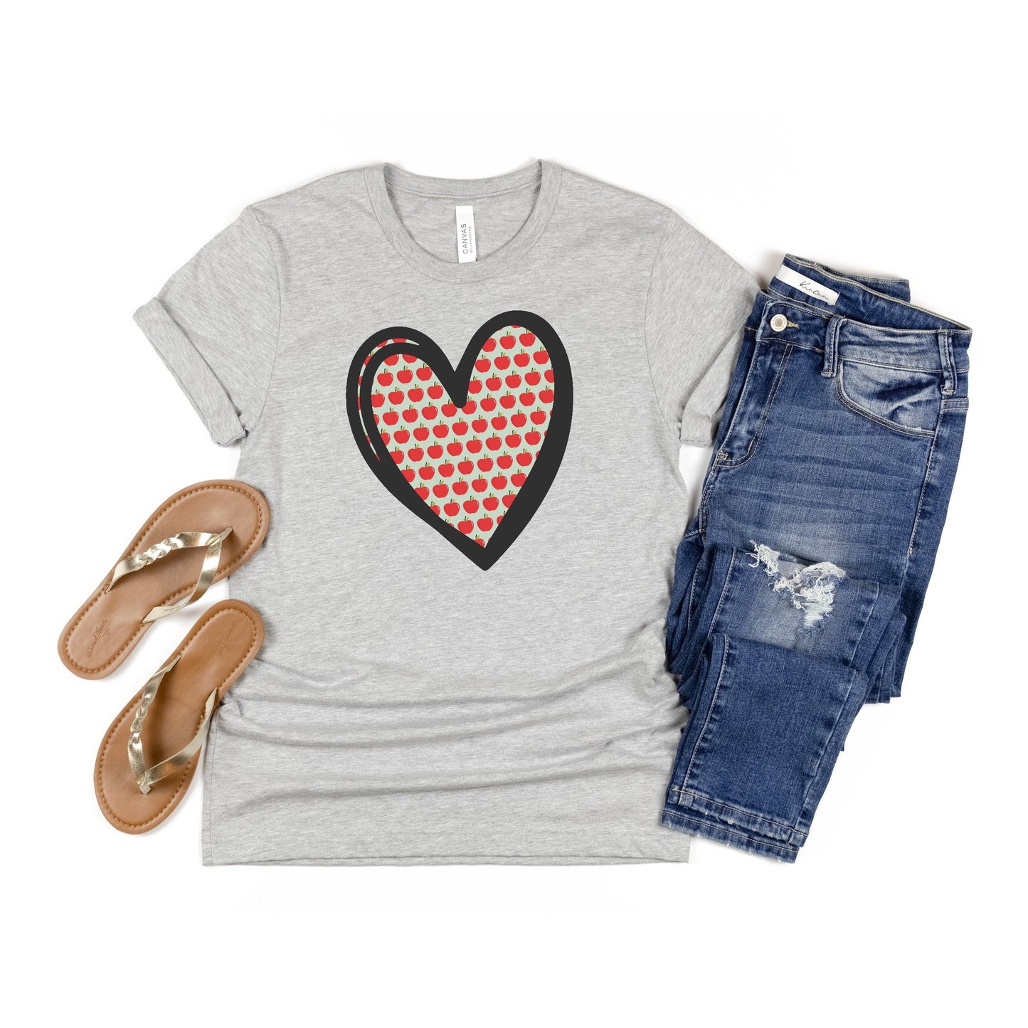 Teacher Apple Tshirt, Heart Teacher Shirt, Cute Women Teacher Shirt, Elementary Teacher Tshirt, Teacher Gift, Love Teaching Shirt - Premium T-Shirt - Just $21.50! Shop now at Nine Thirty Nine Design