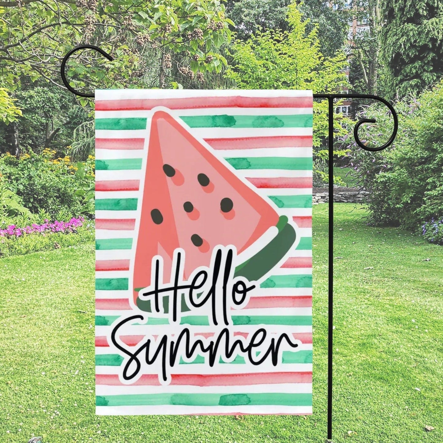 Hello Summer Watermelon Garden Flag Flag