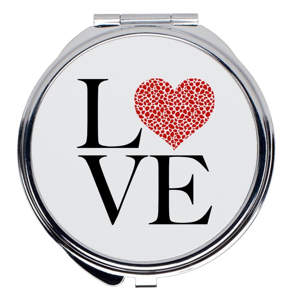 Love Compact Mirrors, Cheetah Print Love Mirror, Valentine'S Gift, Gift For Her, Travel Mirror