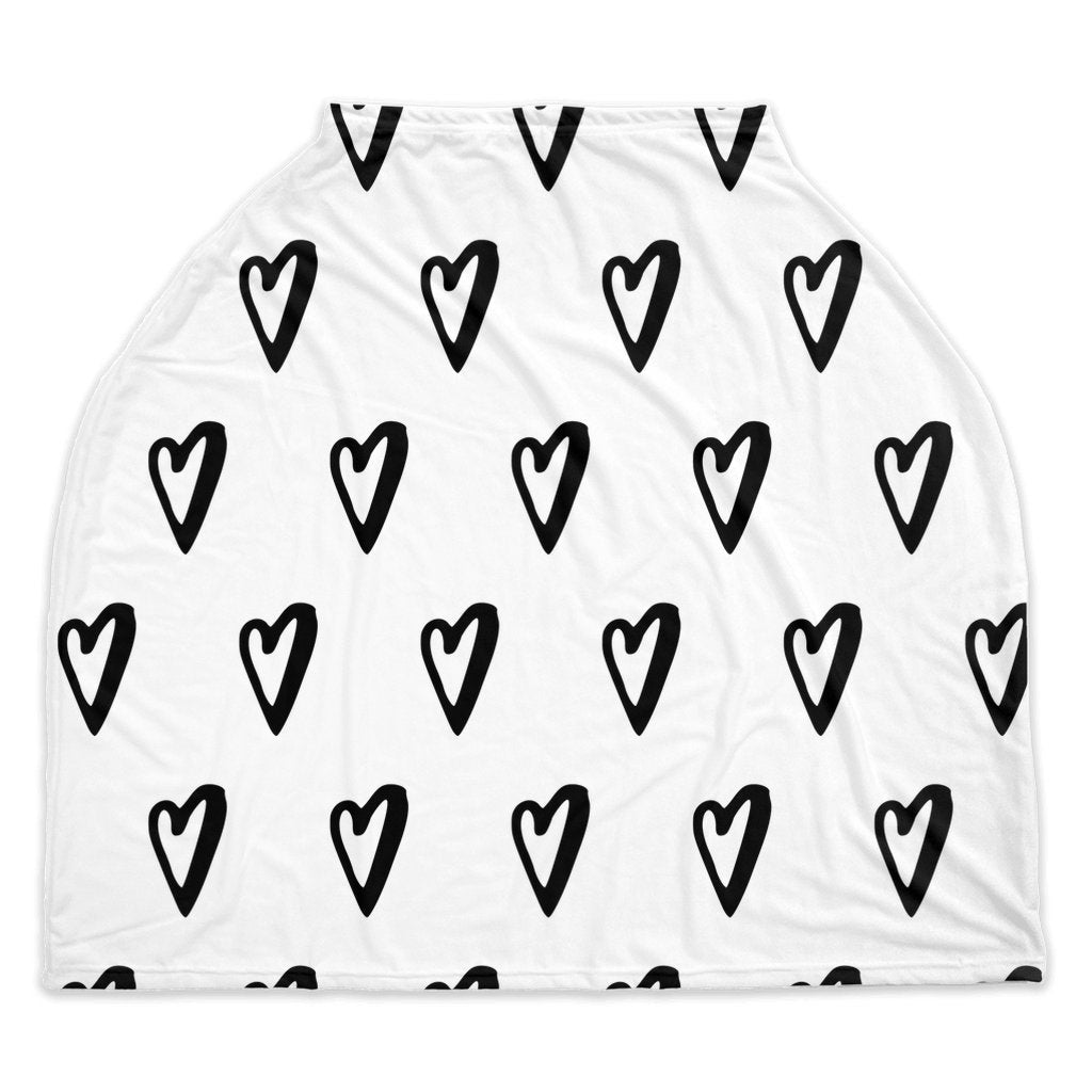 Heart Nursing Cover, Black and White Breastfeeding Cover, Nursing Cover Up, New Baby Gift, Infinity Scarf, Car Seat Cover, Shopping Cart Nursing Cover