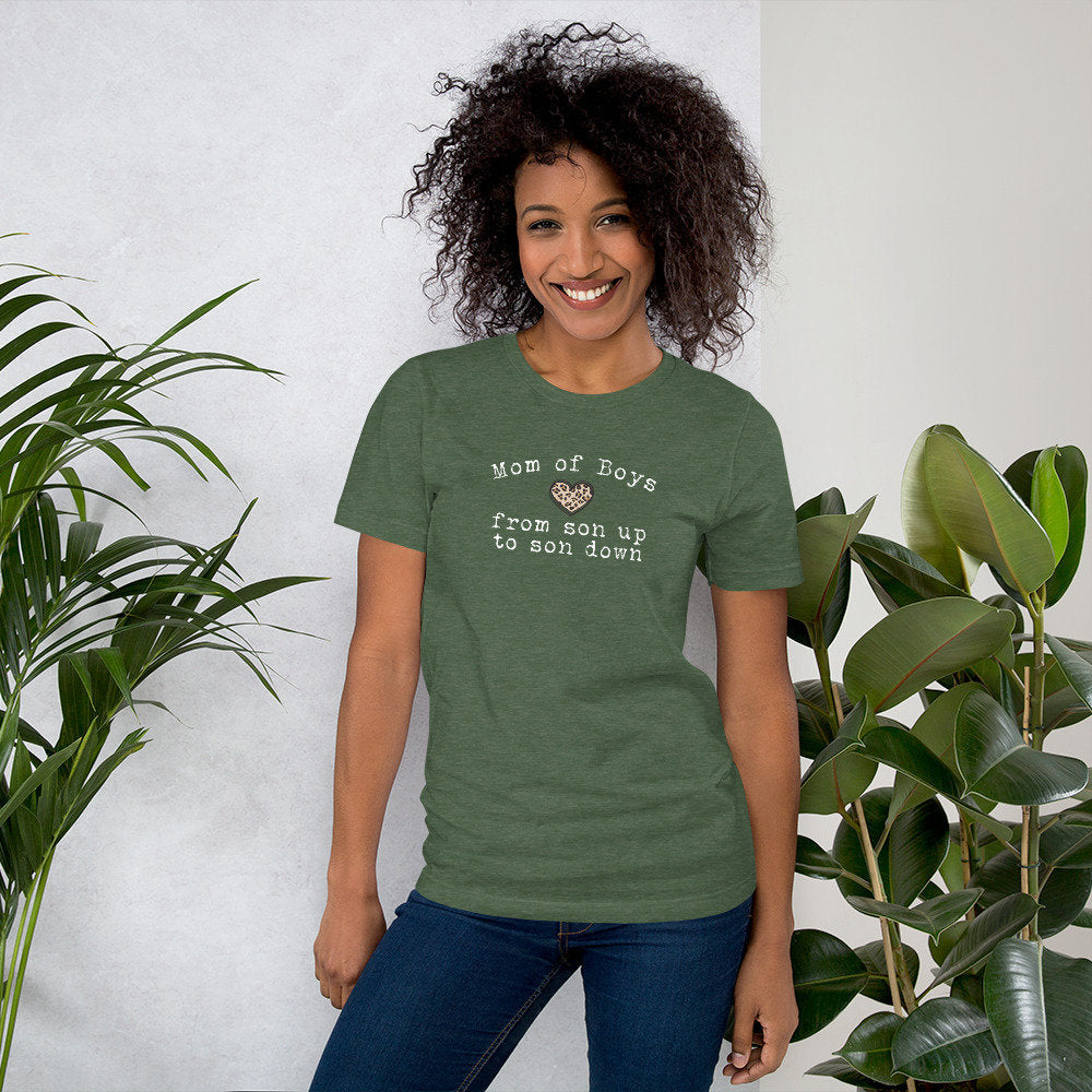 Son Up to Son Down TShirt, Boy Mom Shirt, Mama Shirt, Funny Mom Tee, Mothers Day Gift, Gift for Her, Mom of Boys, Leopard Print T-Shirt