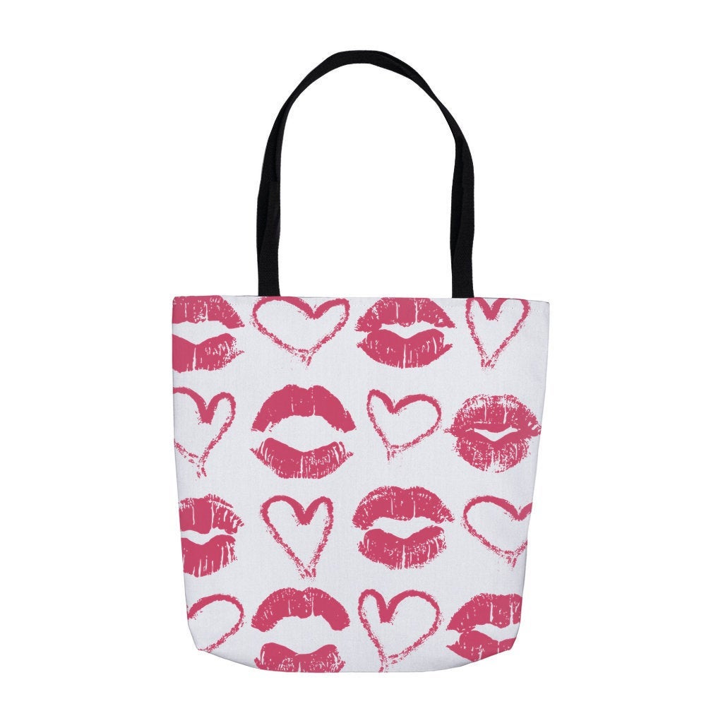 Lipstick Kisses Tote Bag, Valentines Day Tote Bag, Valentine's Gift Bag