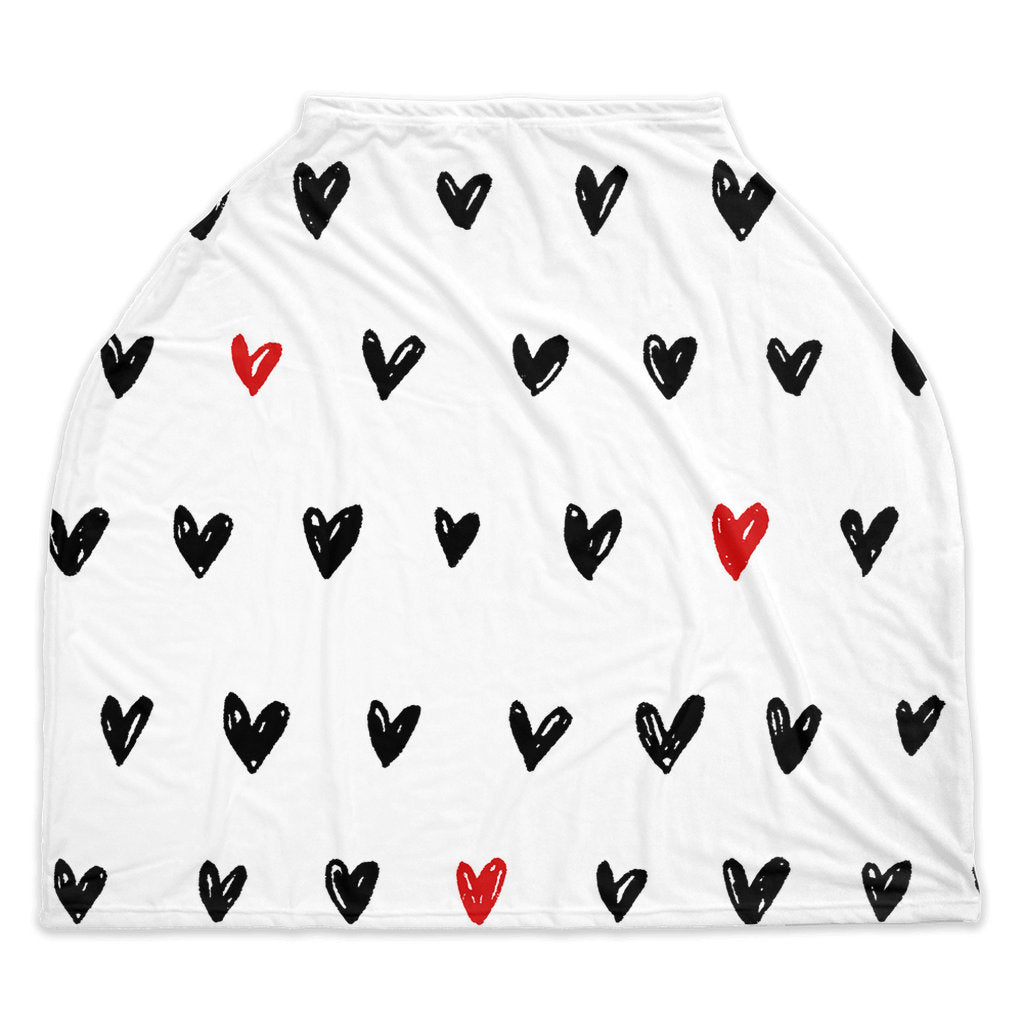 Heart Nursing Cover, Black and White Breastfeeding Cover, Nursing Cover Up, New Baby Gift, Infinity Scarf, Car Seat Cover, Shopping Cart Nursing Cover