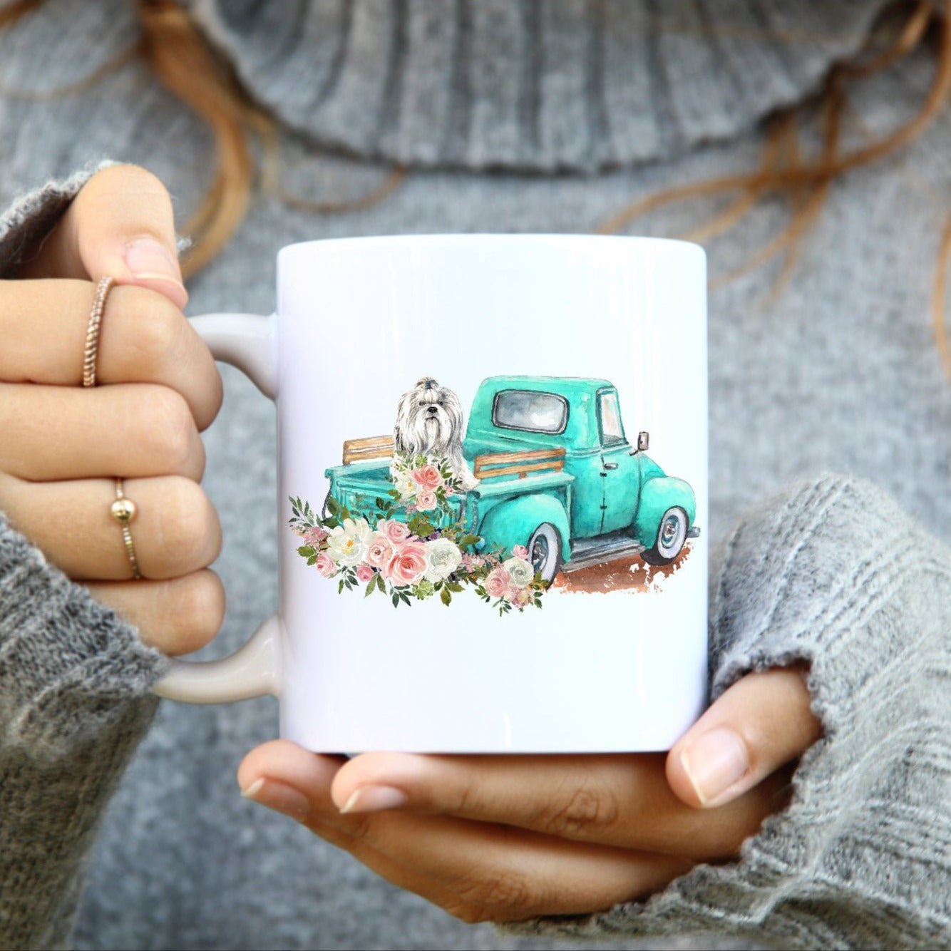 Maltese Mug, Vintage Truck Maltese, Maltese Lover Gift, Gift for Maltese Owner, Dog Lover Gift, Dog Coffee Mug, Dog Mama, Fur Mama Gift, Mug
