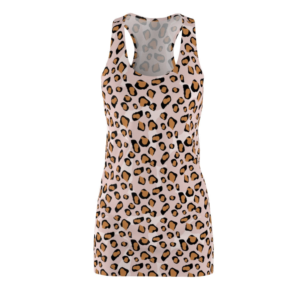 Pink Leopard Print Women's Racerback Dress Dress