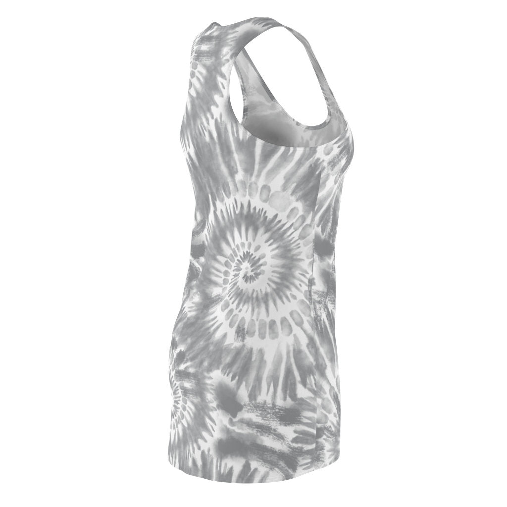 Women's Racerback Gray and White Tie Dye Dress Dress