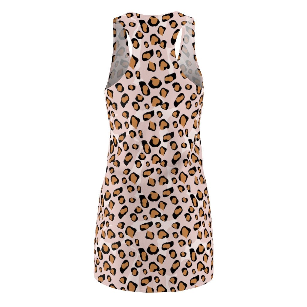 Pink Leopard Print Women's Racerback Dress Dress