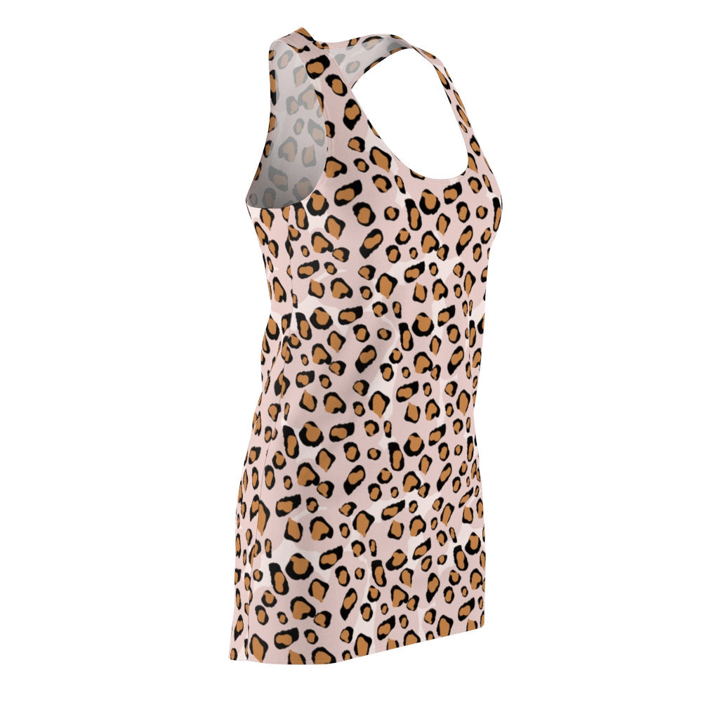 Pink Leopard Print Women's Racerback Dress Dress