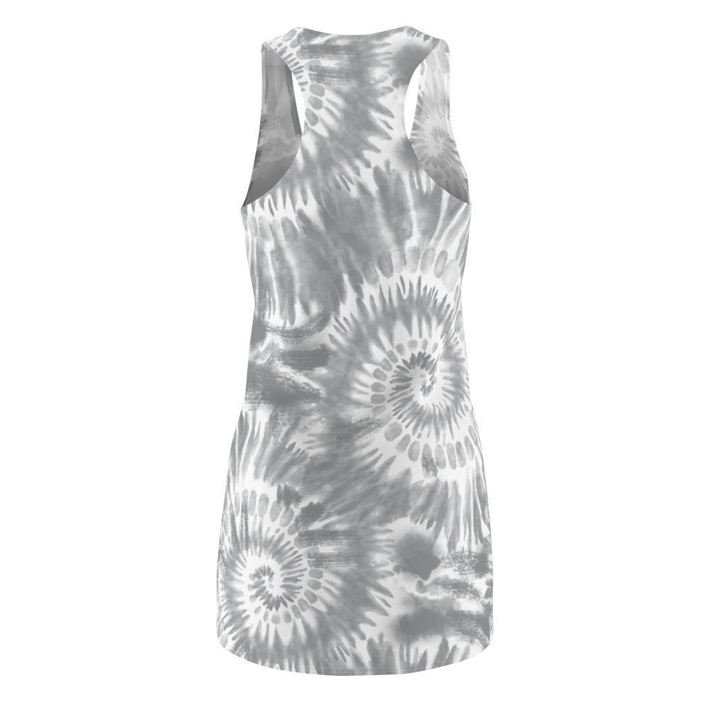 Women's Racerback Gray and White Tie Dye Dress Dress