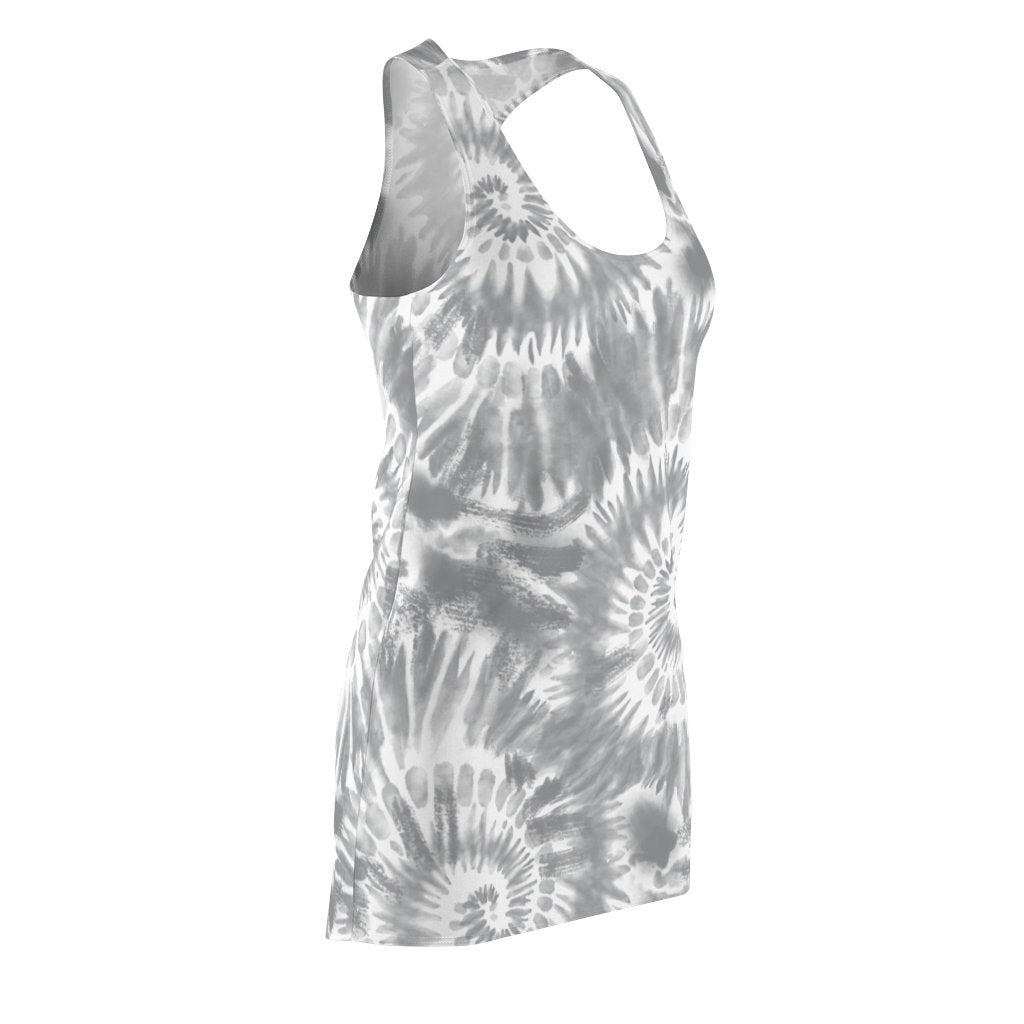 Women's Racerback Gray and White Tie Dye Dress Dress