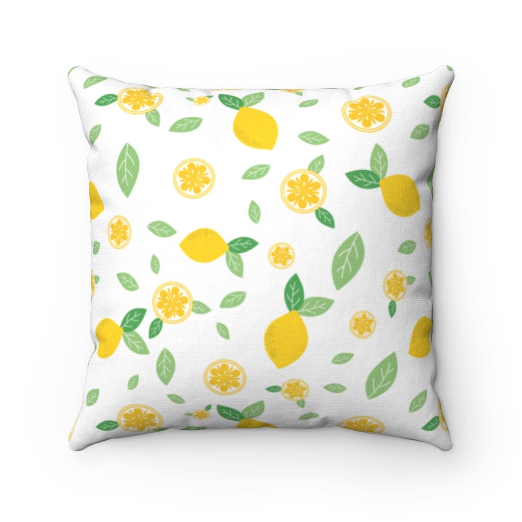Lemon Throw Pillow, Lemon Pillow, Lemon Couch Pillow, Lemon Square Pillow, Spun Polyester Square Pillow Pillow