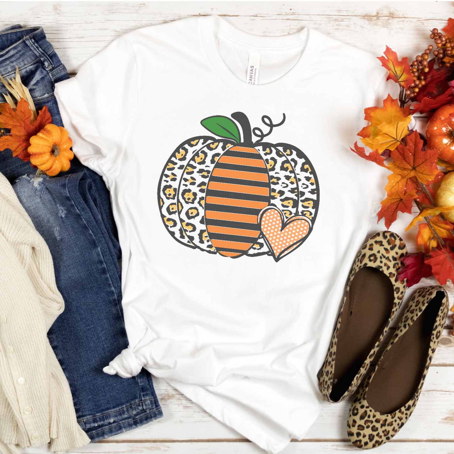Leopard Pumpkin TShirt, Leopard Fall Shirt, Pumpkin T-Shirt - Premium T-Shirt - Just $22.50! Shop now at Nine Thirty Nine Design