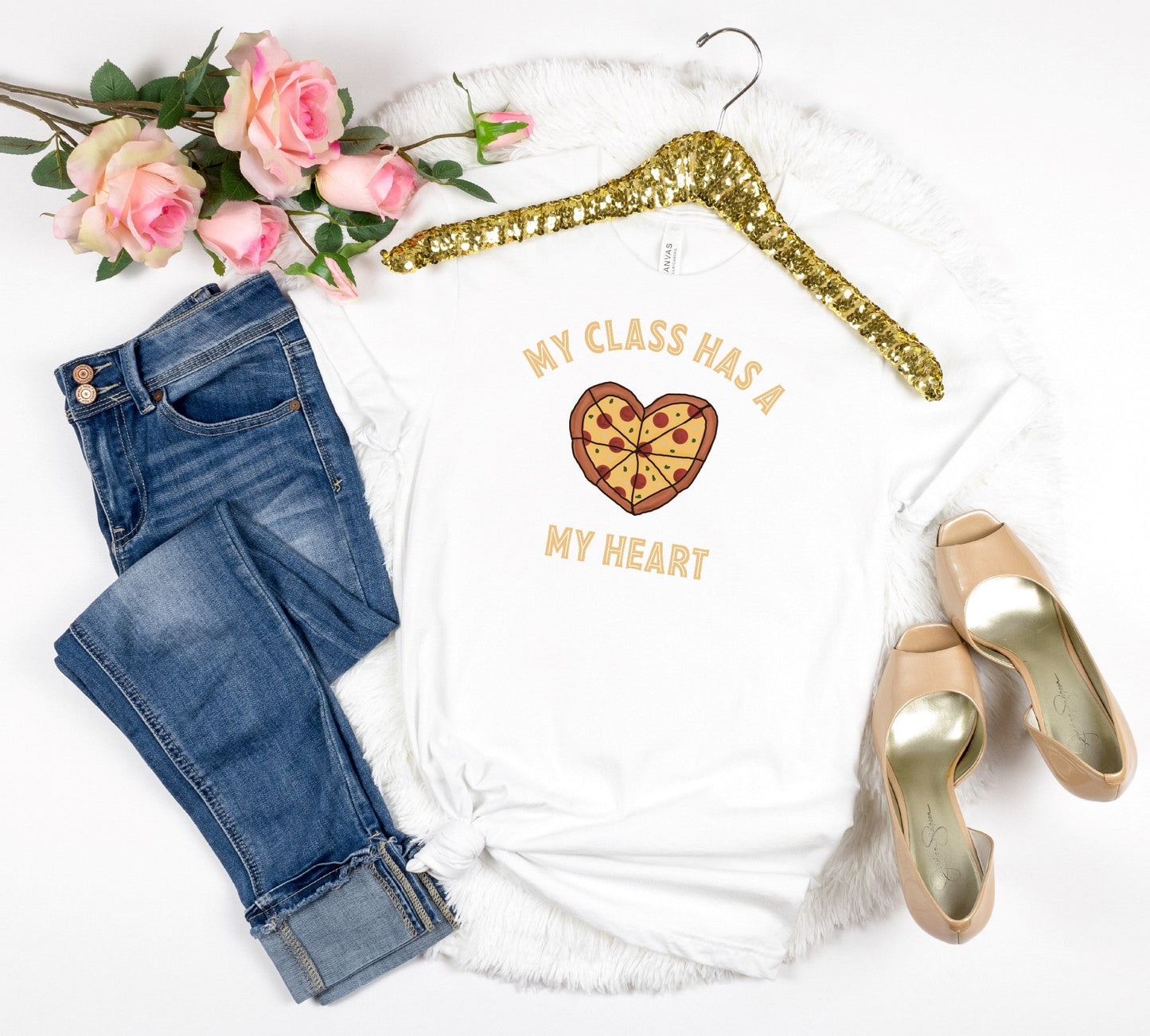 Teacher Valentines Day Shirt, My Class Has a Piece of My Heart, Teacher Pizza, Matching Teacher Shirts, Teacher Valentine Gift, Gift for Her T-Shirt