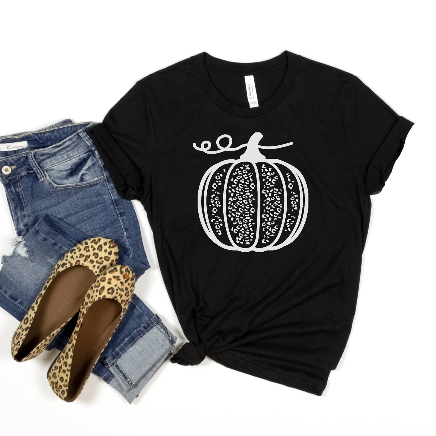 Leopard Print Pumpkin Short Sleeve Tee T-Shirt