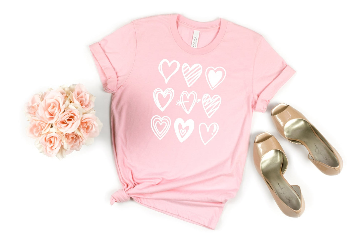 Sketched Stacked Hearts Valentines Shirt T-Shirt