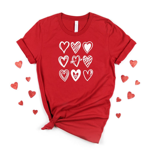 Sketched Stacked Hearts Valentines Shirt - Premium T-Shirt - Just $21.50! Shop now at Nine Thirty Nine Design