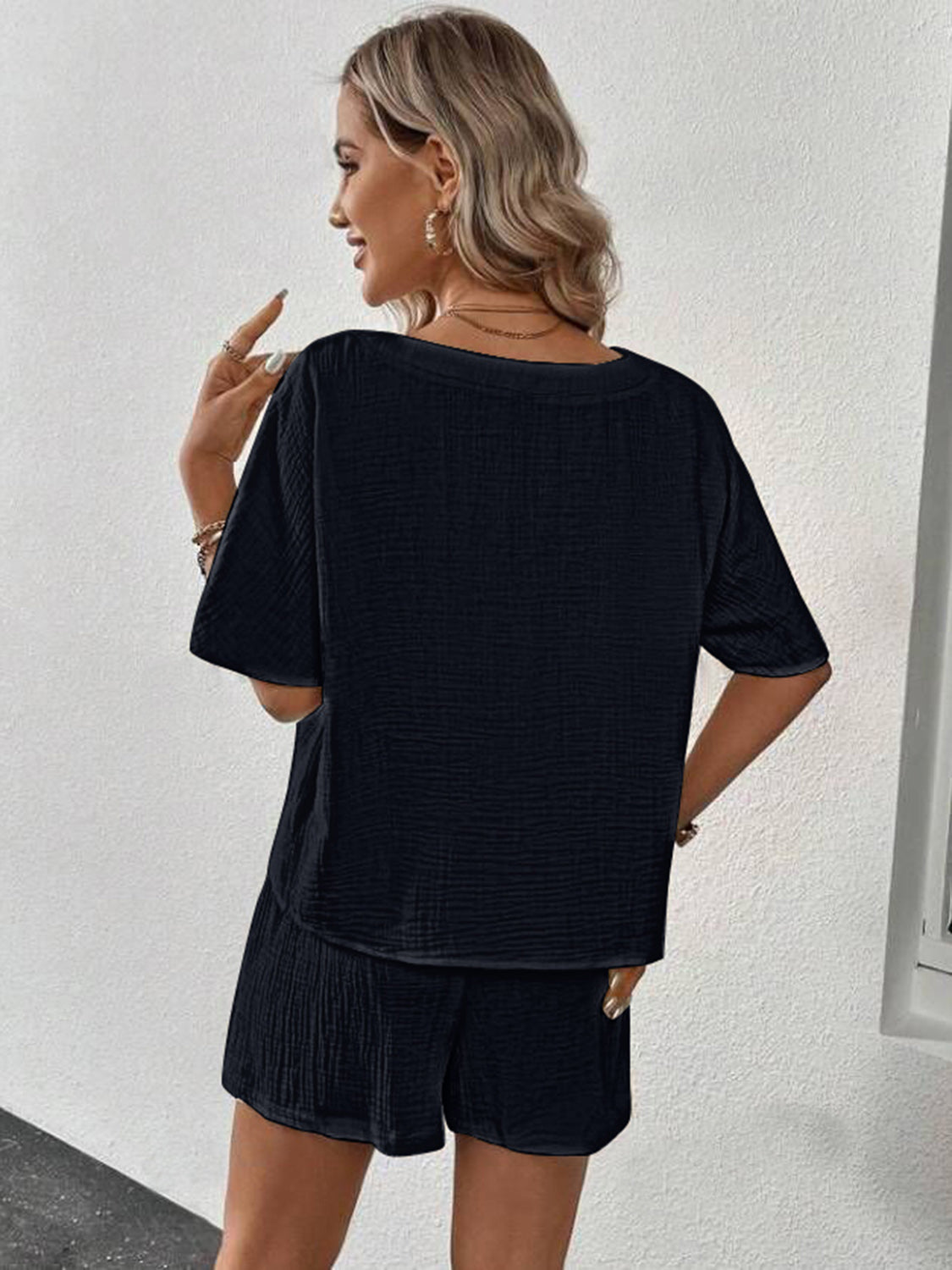 V-Neck Half Sleeve Top and Shorts Set - Premium  - Just $28! Shop now at Nine Thirty Nine Design