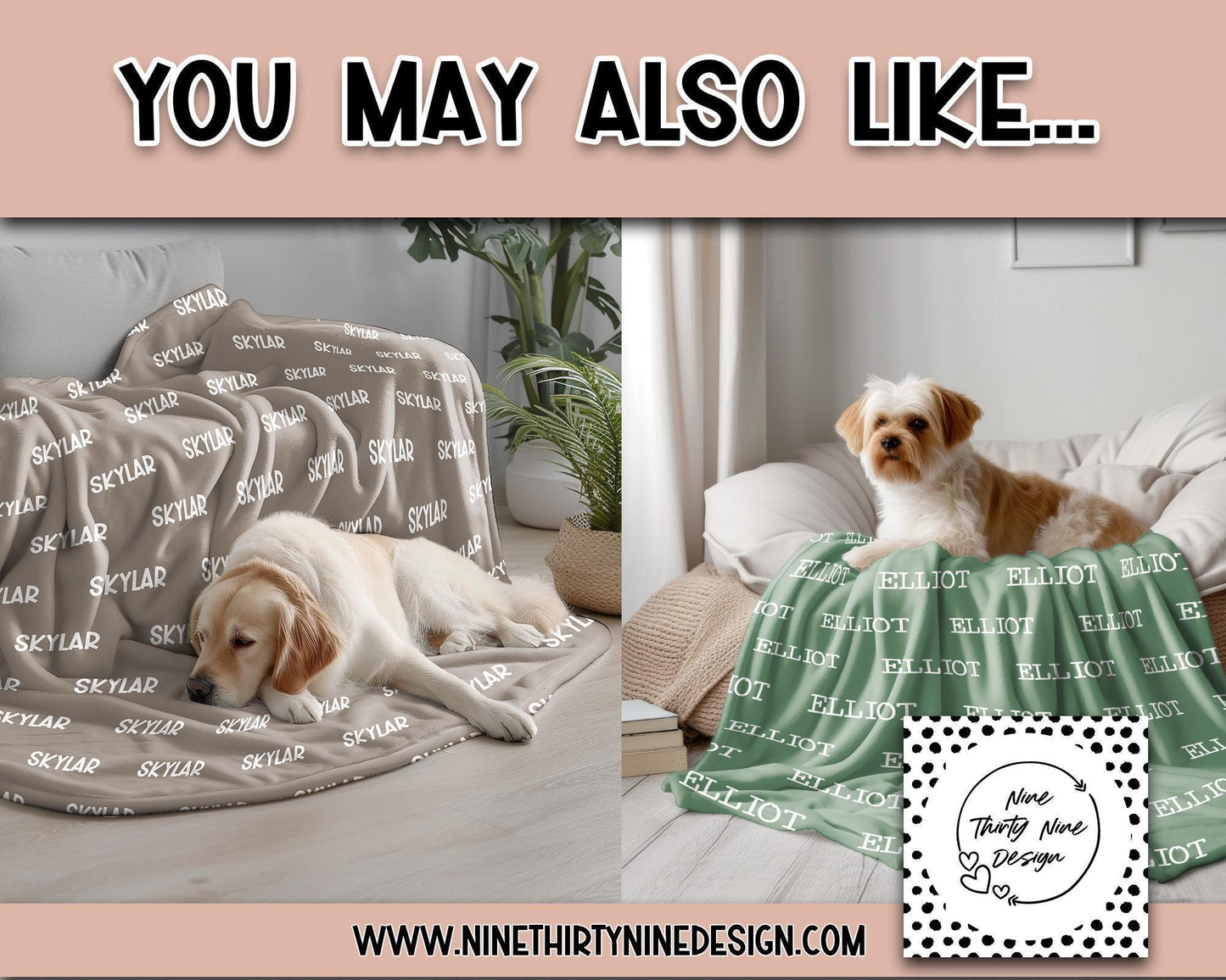 Personalized Polka Dot Pet Food Mat 