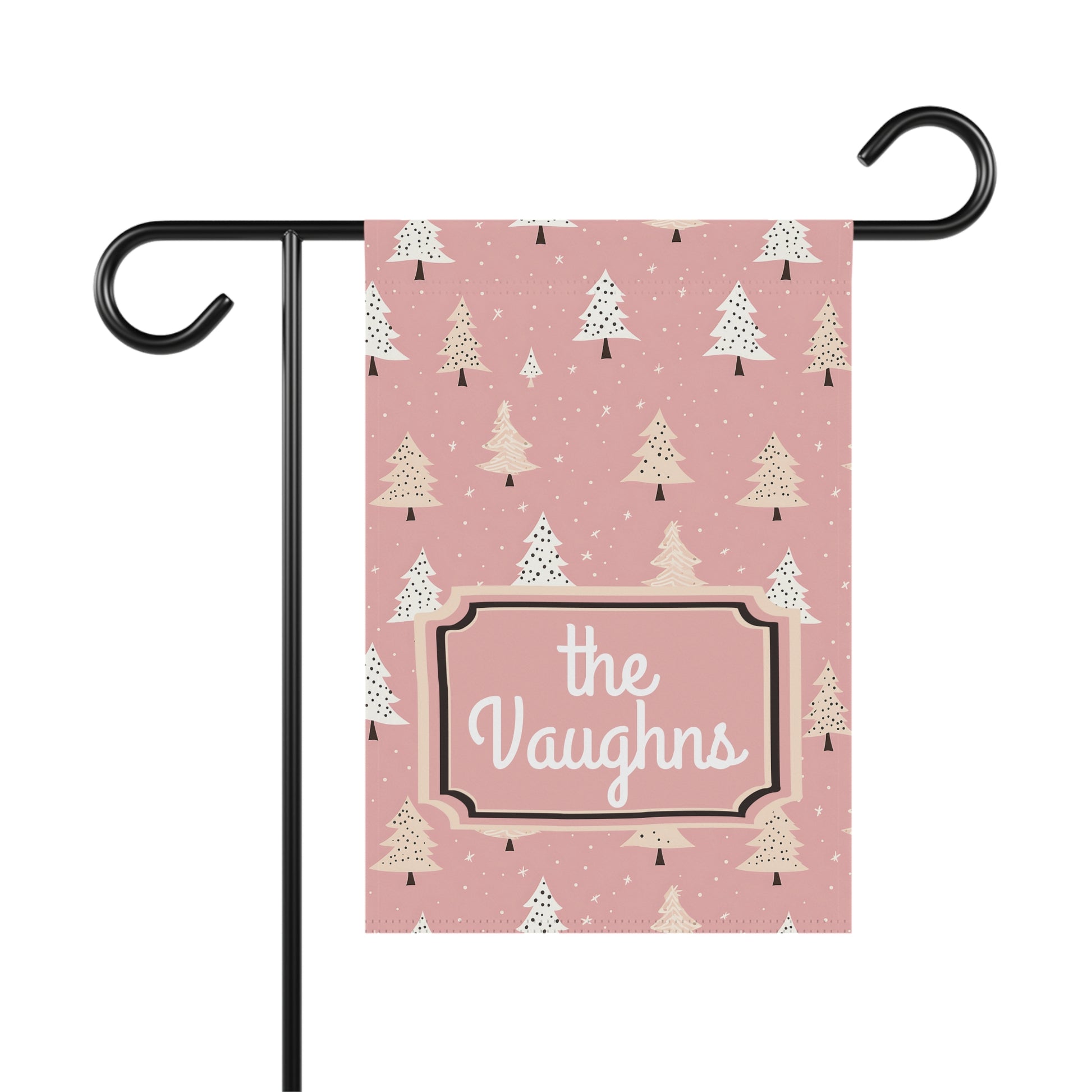 Pink Christmas Tree Personalized Winter Garden Flag - Premium Home Decor - Just $21.50! Shop now at Nine Thirty Nine Design